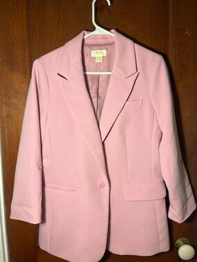 Anthropologie Pastel Pink Single-Button Tailored Blazer